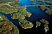 Fall Aerial of 1000 Islands Bridge